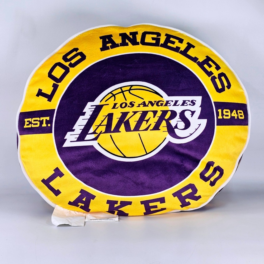 Los Angeles Lakers NBA Round Plush 14" Throw Pillow Purple Gold Northwest New